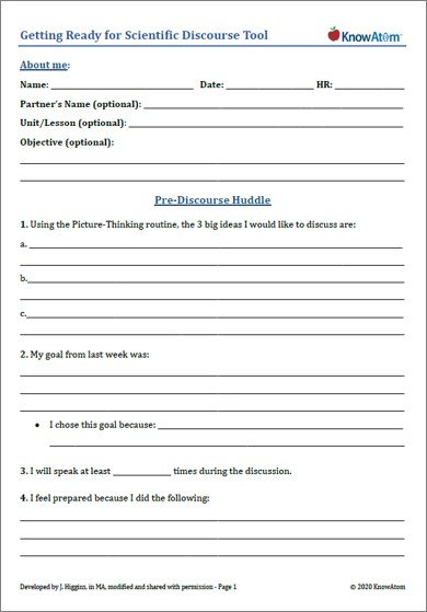 Discourse preparation worksheet