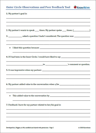 Feedback worksheet