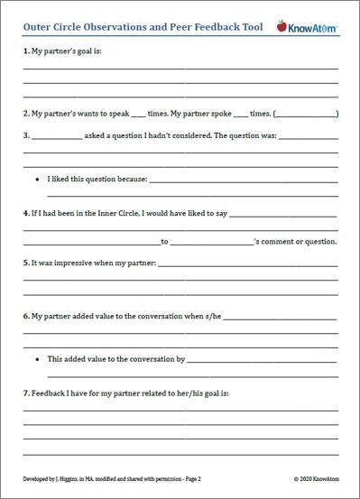 Feedback worksheet