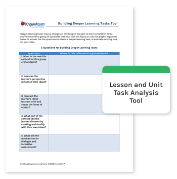 5 Key Questions for Developing Deeper Learning Tasks Assessment Tool