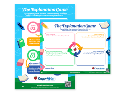 Explanation Game Thinking Routine Anchor Chart and Graphic Organizer