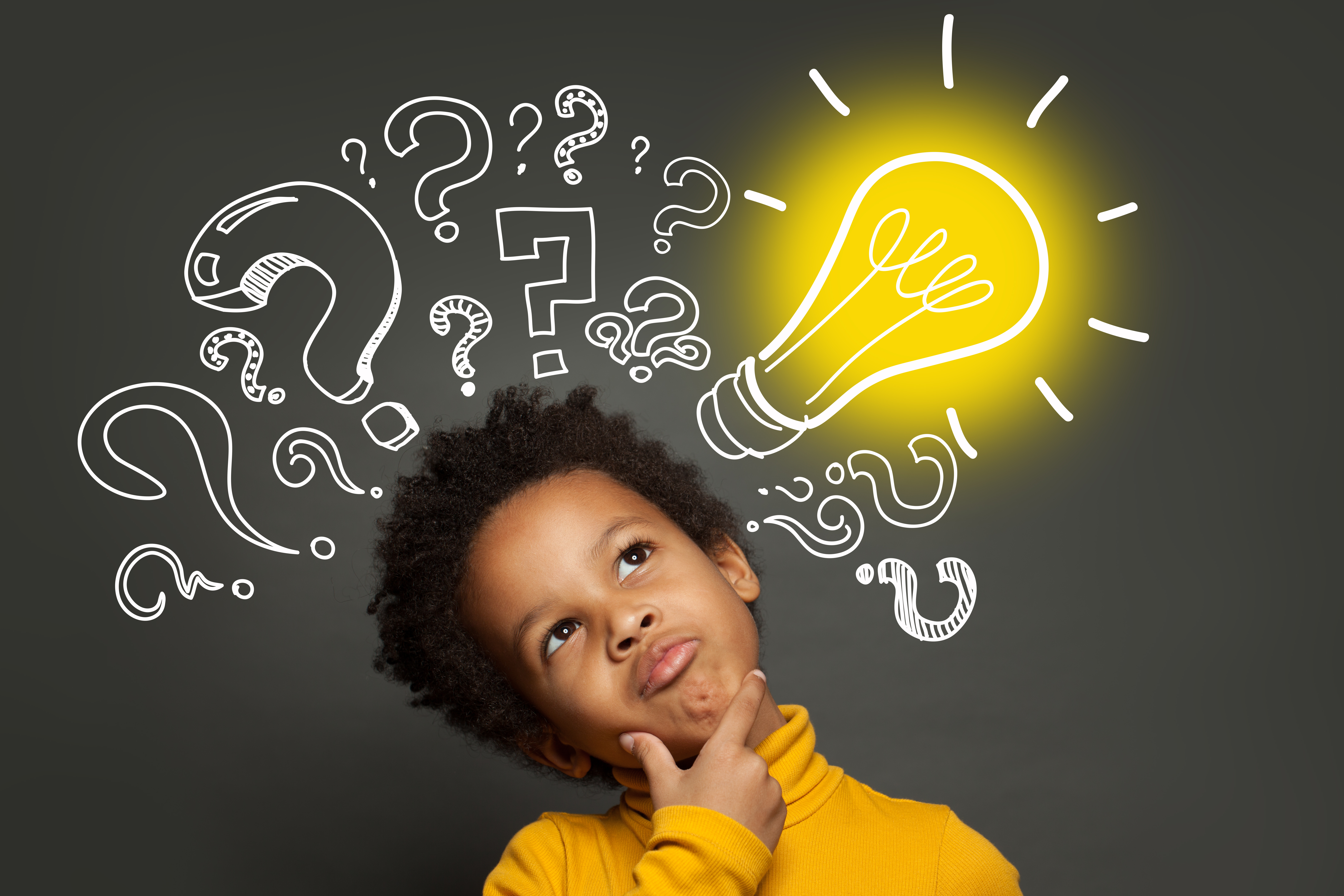 Child using thinking moves and having a light bulb moment